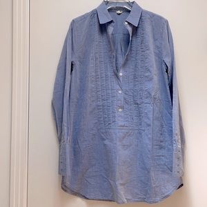 Jcrew blue collared, pleated tunic